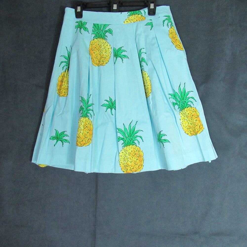 RSVP by Talbots Skirt Womens Size 10P Blue Pineapple Pleated Tropical Rich Girl
